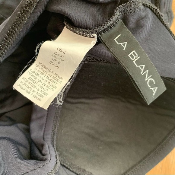 La Blanca Size 4 One Piece Swim Suit Black Ruched Padded - Picture 5 of 8